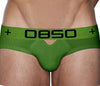 0850 Hollow-Out Briefs men's moisture wicking briefs in green, front view