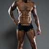 Daily wear|Gym sessions|Holiday parties|Pride events|Night gatherings|Breathable|Butt-lift design|Comfort|Proper support|Stylish appearance|Festive mood|Men's trunks|Low-rise underwear|Solid color trunks|Sexy trunks|Black|Front view