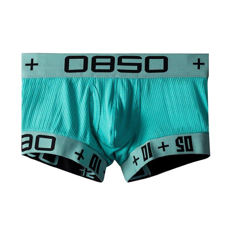 Daily wear|Gym sessions|Holiday parties|Pride events|Night gatherings|Breathable|Butt-lift design|Comfort|Proper support|Stylish appearance|Festive mood|Men's trunks|Low-rise underwear|Solid color trunks|Sexy trunks|Bright Blue|Front view