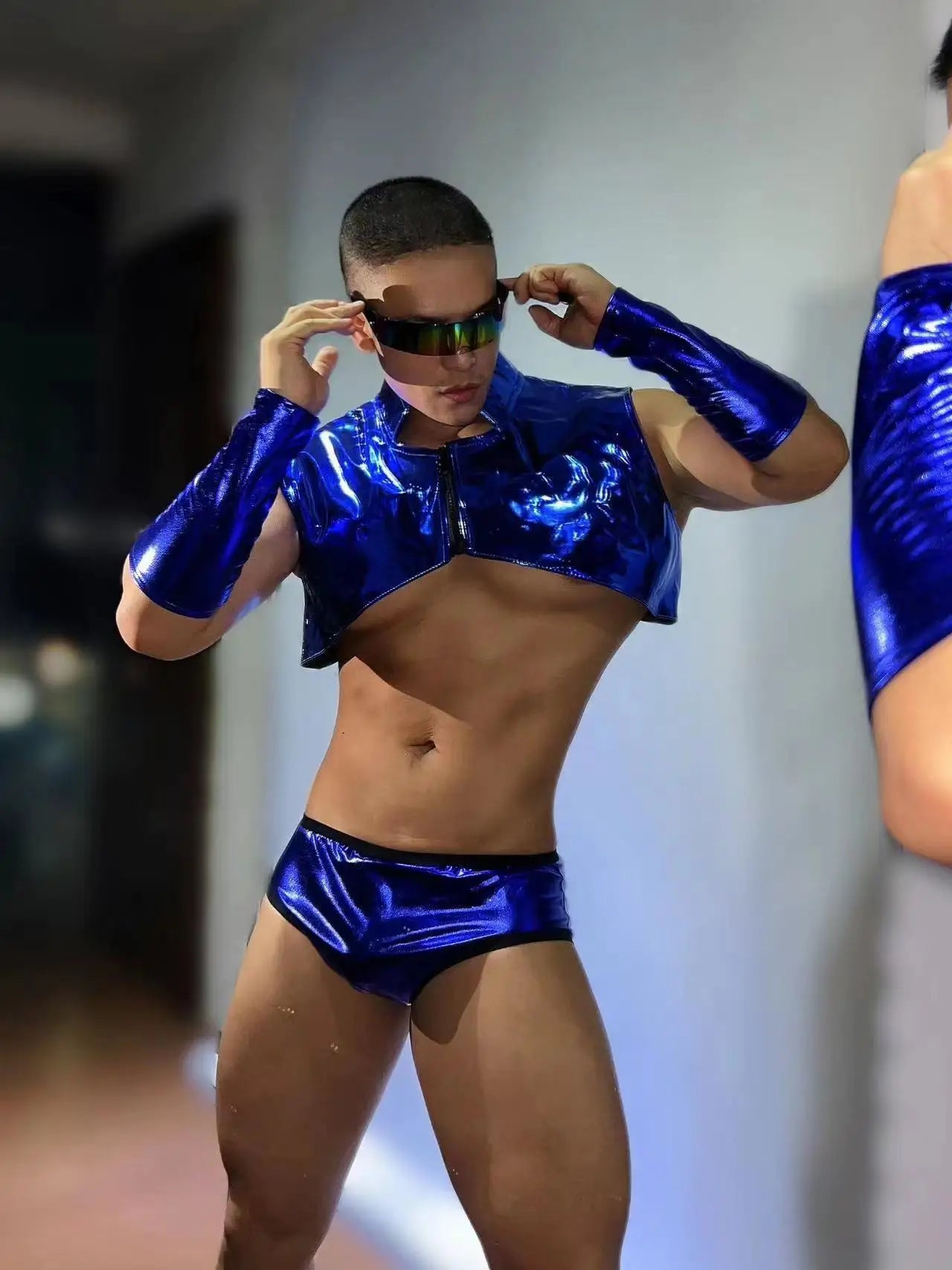 PRINCEWEAR™ | Shiny Vest & Briefs With Sleeves GoGo Boy Costume