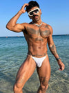ADANNU Clear Waistband Bikini Briefs men's comfort fit briefs in white, front view