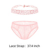 ADANNU Lace Strap & Briefs Set men's breathable design briefs set in pink, front view