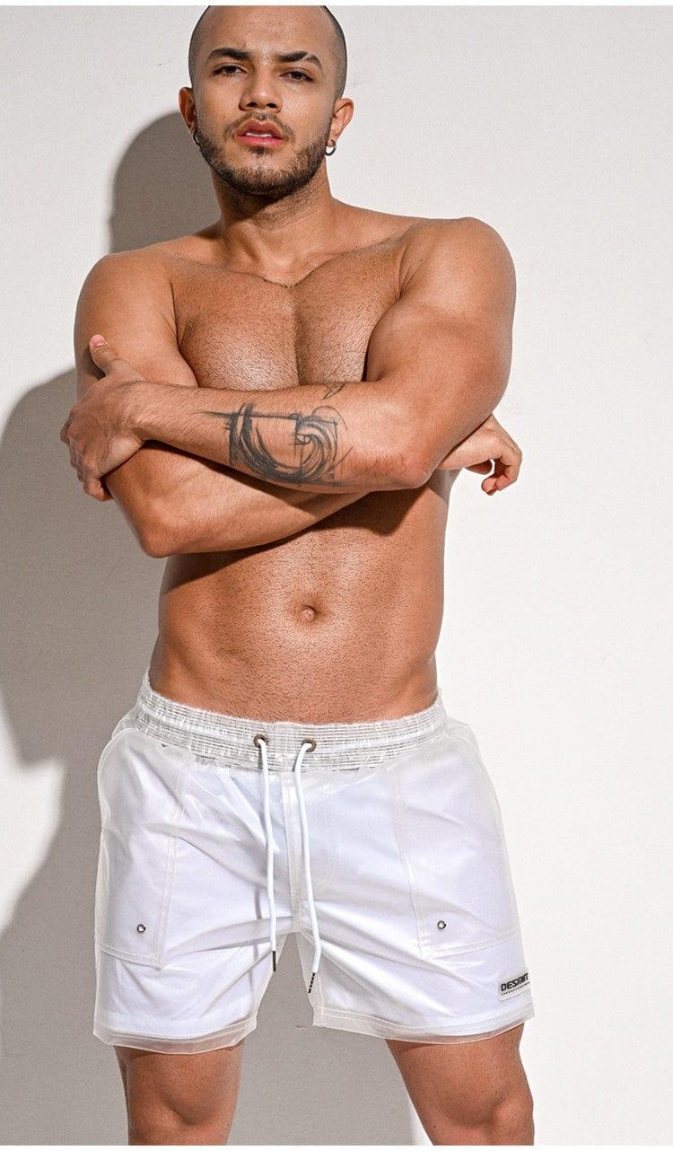 prince-wear Outerwear White / M DESMIIT | Double Layer Transparent Beach Shorts