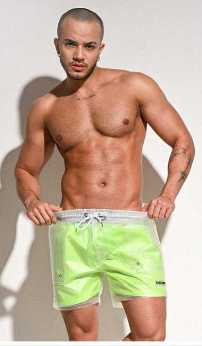 prince-wear Outerwear Fluorescent yellow / M DESMIIT | Double Layer Transparent Beach Shorts