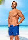 Front view of DESMIIT Quick-Dry Swim Beach Shorts with Quick Dry feature in Blue.
