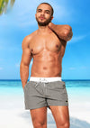 Front view of DESMIIT Quick-Dry Swim Trunks with Quick Dry feature in Black.