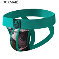 JOCKMAIL Camo Mesh Sports Jockstrap men's breathable design jockstrap in Green, 3D left side view