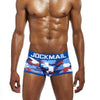 Daily wear|Gym sessions|Holiday parties|Pride events|Night gatherings|Breathable|Butt-lift design|Snug fit|Lightweight|Shaping|Waistline control|Slimming|Abdomen control|Comfort|Proper support|Stylish appearance|Festive mood|Body sculpting|Men's trunks|Low-rise underwear|Camo trunks|Sexy trunks|Colorful Blue|Front view2
