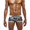 Daily wear|Gym sessions|Holiday parties|Pride events|Night gatherings|Breathable|Butt-lift design|Snug fit|Lightweight|Shaping|Waistline control|Slimming|Abdomen control|Comfort|Proper support|Stylish appearance|Festive mood|Body sculpting|Men's trunks|Low-rise underwear|Camo trunks|Sexy trunks|Green|Front view2
