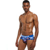Daily wear|Gym sessions|Holiday parties|Pride events|Night gatherings|Breathable|Butt-lift design|Snug fit|Lightweight|Shaping|Waistline control|Slimming|Abdomen control|Antibacterial|Comfort|Proper support|Stylish appearance|Festive mood|Body sculpting|Men's trunks|Low-rise underwear|Camo trunks|Vigor series trunks|Sexy trunks|Colorful Blue|Front view