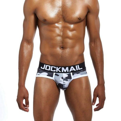 Daily wear|Gym sessions|Holiday parties|Pride events|Night gatherings|Breathable|Butt-lift design|Snug fit|Lightweight|Shaping|Waistline control|Slimming|Abdomen control|Antibacterial|Comfort|Proper support|Stylish appearance|Festive mood|Body sculpting|Men's trunks|Low-rise underwear|Camo trunks|Vigor series trunks|Sexy trunks|Gray|Front view2