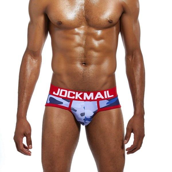 Daily wear|Gym sessions|Holiday parties|Pride events|Night gatherings|Breathable|Butt-lift design|Snug fit|Lightweight|Shaping|Waistline control|Slimming|Abdomen control|Antibacterial|Comfort|Proper support|Stylish appearance|Festive mood|Body sculpting|Men's trunks|Low-rise underwear|Camo trunks|Vigor series trunks|Sexy trunks|Red|Front view