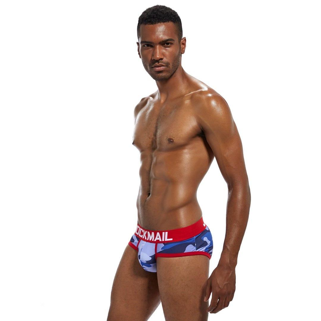 Daily wear|Gym sessions|Holiday parties|Pride events|Night gatherings|Breathable|Butt-lift design|Snug fit|Lightweight|Shaping|Waistline control|Slimming|Abdomen control|Antibacterial|Comfort|Proper support|Stylish appearance|Festive mood|Body sculpting|Men's trunks|Low-rise underwear|Camo trunks|Vigor series trunks|Sexy trunks|Red|Left Side view