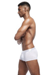 Daily wear|Gym sessions|Holiday parties|Pride events|Night gatherings|Breathable|Butt-lift design|Snug fit|Lightweight|Shaping|Waistline control|Slimming|Abdomen control|Comfort|Proper support|Stylish appearance|Festive mood|Body sculpting|Men's trunks|Low-rise underwear|Polyester pouch trunks|Core design trunks|Sexy trunks|White|Left Side view2