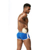 Daily wear|Gym sessions|Holiday parties|Pride events|Night gatherings|Breathable|Butt-lift design|Snug fit|Lightweight|Shaping|Waistline control|Slimming|Abdomen control|Comfort|Proper support|Stylish appearance|Festive mood|Body sculpting|Men's trunks|Low-rise underwear|Cotton trunks|Sponge pad trunks|Sexy trunks|Blue|Back view