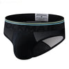 JOCKMAIL Electric Charger Patchwork Sheer Briefs men's breathable design briefs in 377 black, 3D right side view