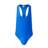 Front view of JOCKMAIL Fitness Bodysuit with Comfort Fit feature in Blue.