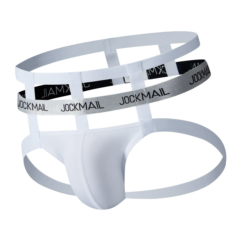 JOCKMAIL Heatwave Harness-Strap Jockstrap men's butt-lift design jockstrap in White, left side view