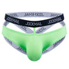 JOCKMAIL Heatwave Sheer Double-Strap Jockstrap men's butt-lift design jockstrap in Fluorescent Green, front view
