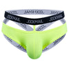 JOCKMAIL Heatwave Sheer Double-Strap Jockstrap men's butt-lift design jockstrap in Fluorescent Yellow, front view