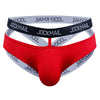 JOCKMAIL Heatwave Sheer Double-Strap Jockstrap men's butt-lift design jockstrap in Red, front view
