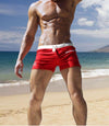 Front view of JOCKMAIL Hot Spring Swim Boxer with Quick Dry feature in Red.