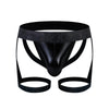 JOCKMAIL Iridescent Suspenders Double Jockstrap men's comfort fit jockstrap in Black, front view