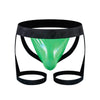 JOCKMAIL Iridescent Suspenders Double Jockstrap men's comfort fit jockstrap in Fluorescent Green, front view