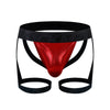 JOCKMAIL Iridescent Suspenders Double Jockstrap men's comfort fit jockstrap in Red, front view