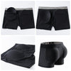 JOCKMAIL Mesh Boxers with Sponge Padding men's breathable underwear in black, three-view product image