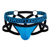 JOCKMAIL Mobius Mesh Adjustable Support Dual Jockstrap men's breathable design jockstrap in Blue, front view