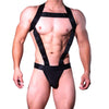 JOCKMAIL One-Piece Jockstrap Bodysuit men's comfort fit jockstrap bodysuit in Black, front view