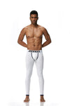 Front view of JOCKMAIL Polka Dot Bulge Pouch Long Johns with Comfort Fit feature in White.