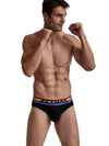 JOCKMAIL Pride Briefs men's breathable design briefs in black, front view