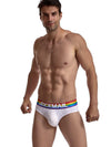 JOCKMAIL Pride Briefs men's breathable design briefs in white, front view