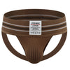JOCKMAIL Rainbow Big Boy Bulge Pouch Jockstrap men's comfort fit jockstrap in Brown, front view