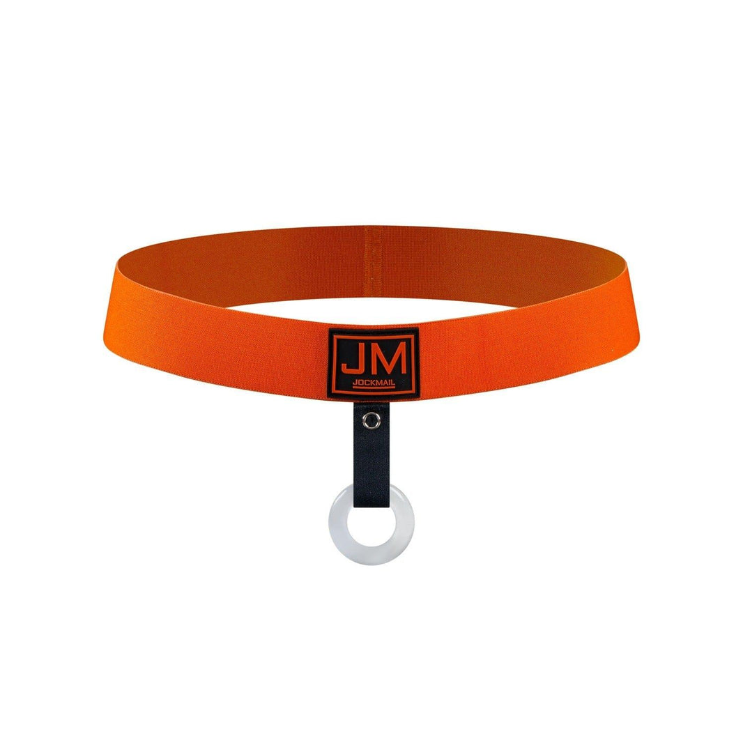 JOCKMAIL Ringed C-String Thong men's stretchable thong in Orange, front view
