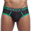 JOCKMAIL Ripple Mesh Bulge Briefs men's breathable design briefs in green, detail view