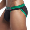 JOCKMAIL Ripple Mesh High-Cut Bulge Briefs men's breathable design briefs in green, detail view