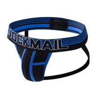 JOCKMAIL Ripple Mesh Jockstrap men's breathable design jockstrap in Blue, left side view