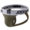 JOCKMAIL Smoky Hue Waistband Jockstrap men's stretchable jockstrap in Army Green, 3D left side view