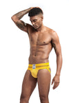 JOCKMAIL Tri-Stripe Jockstrap men's breathable design jockstrap in Yellow, front view