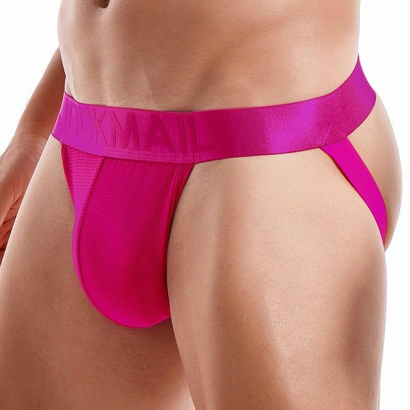 JOCKMAIL Vibrant Mesh Jockstrap men's breathable design jockstrap in Rose Red, detail view
