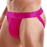 JOCKMAIL Vibrant Mesh Jockstrap men's breathable design jockstrap in Rose Red, detail view