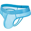 JOCKMAIL Vibrant Sheer Thong men's comfort fit thong in Sky Blue, left side view