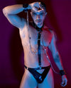 Front view of JSY Roleplay Costume Slave Fantasy Set Male Gogo Costume with Fantasy theme in Black.