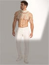 PRINCEJOCK Handmade Pearl Body Harness Male Gogo Costume in White, front view