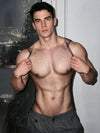 Front view of PRINCEJOCK Rhinestone Fishnet Tank Top Male Gogo Costume with Contemporary theme in Black.