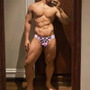 PUMP! Plaid Graffiti Briefs men's quick dry briefs in pink, front view