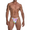 PUMP! Summer Graffiti Clear Waist Briefs men's athletic fit briefs in white, front view